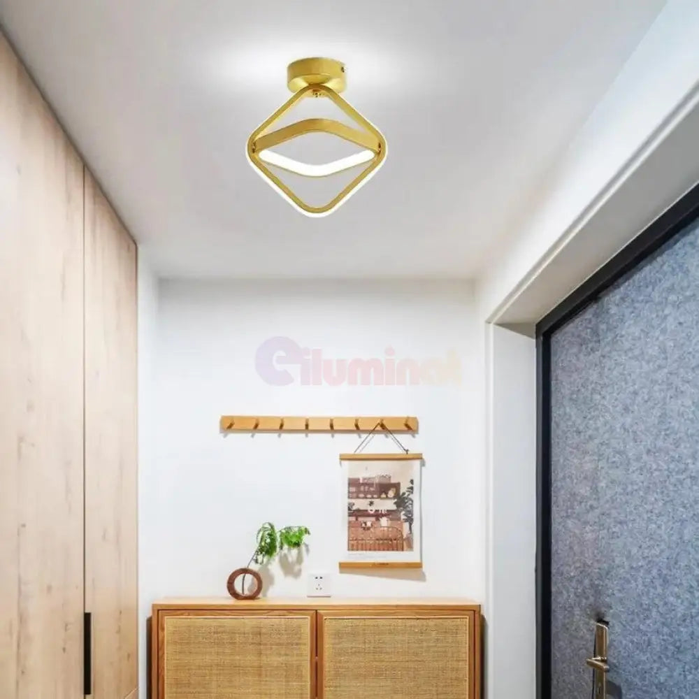 Lustra Led Infinity Square Gold Echivalent 200W Led Ceiling Light