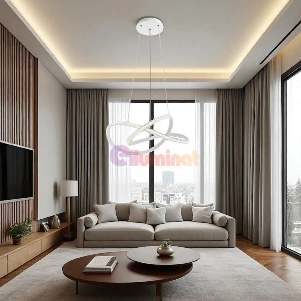 Lustra LED Infinity White Suspendata Echivalent 500W Telecomanda ALBA / SUSPENDATE / 60CM Lighting Fixtures