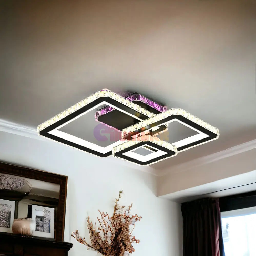 Lustra Led Kalista Black Cristal Rgb Echivalent 500W Chandeliers Crystal
