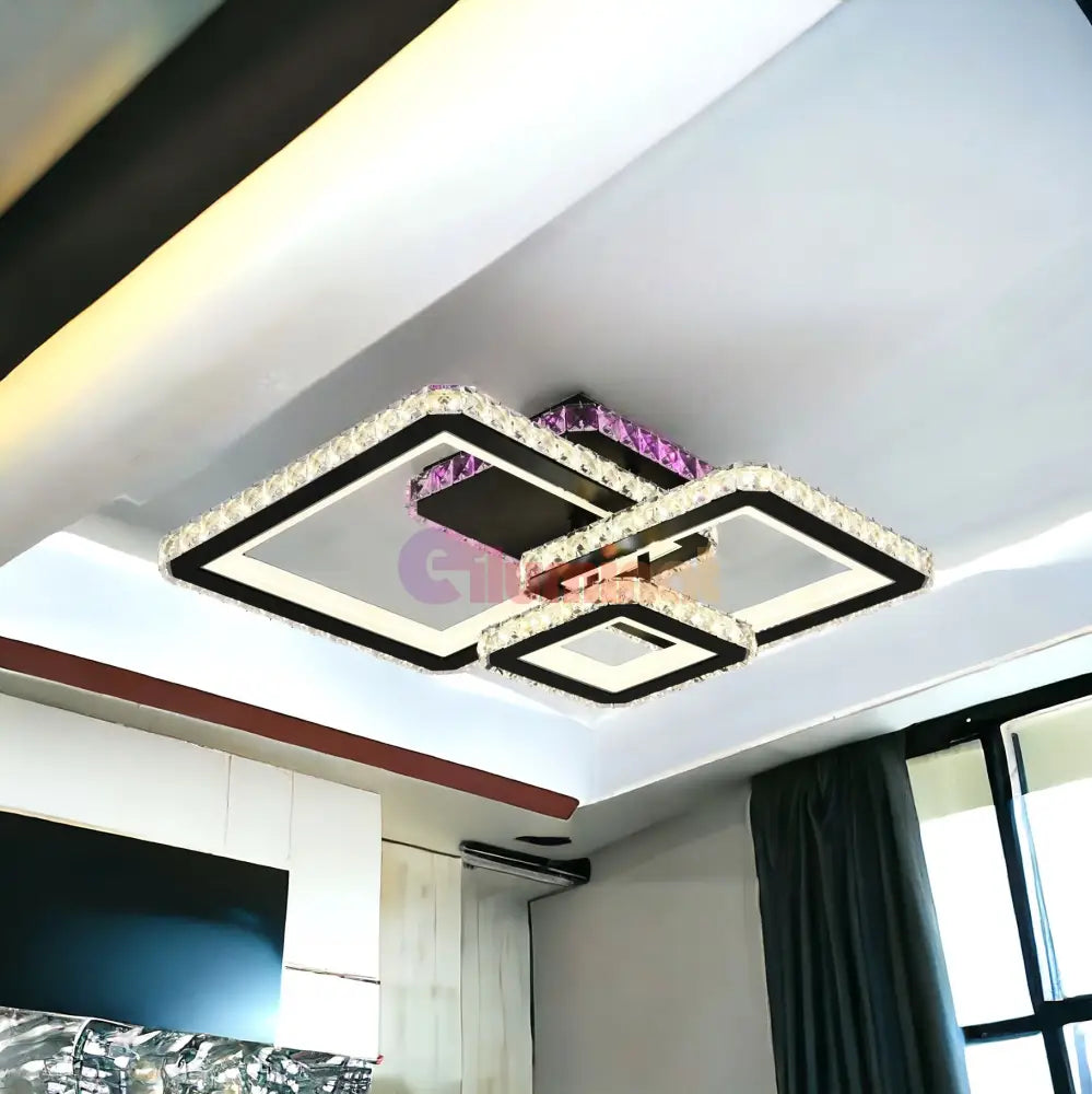 Lustra Led Kalista Black Cristal Rgb Echivalent 500W Chandeliers Crystal