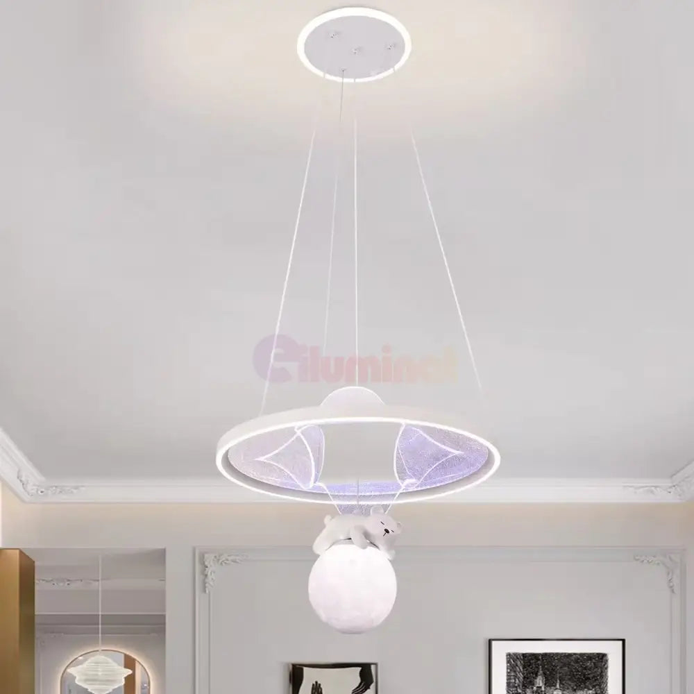 Lustra LED KIDS Suspendata Teddy Bear Echivalent 650W Telecomanda GRI / KIDS Lighting Fixtures