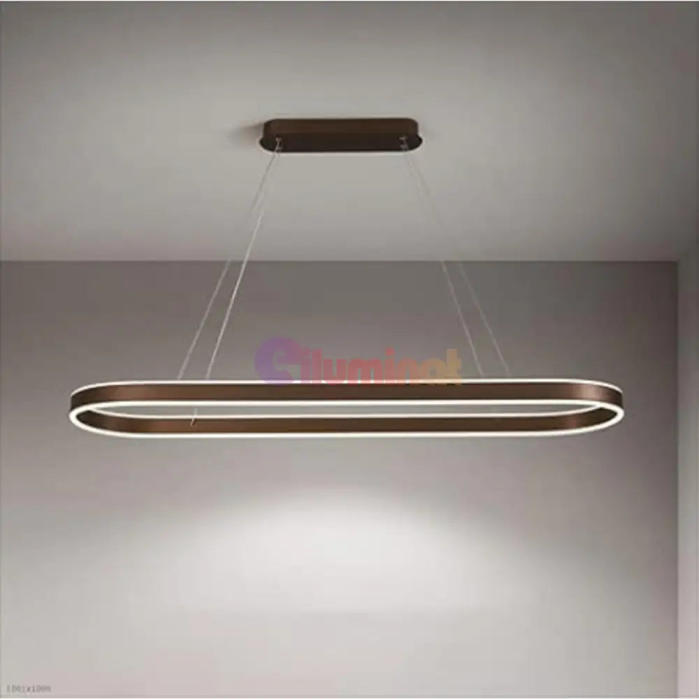 Lustra LED KING OVAL WENGE 1 Segment 120W cu Telecomanda SE-P3211-CF BROWN / 80CM / SUSPENDATE Lighting Fixtures