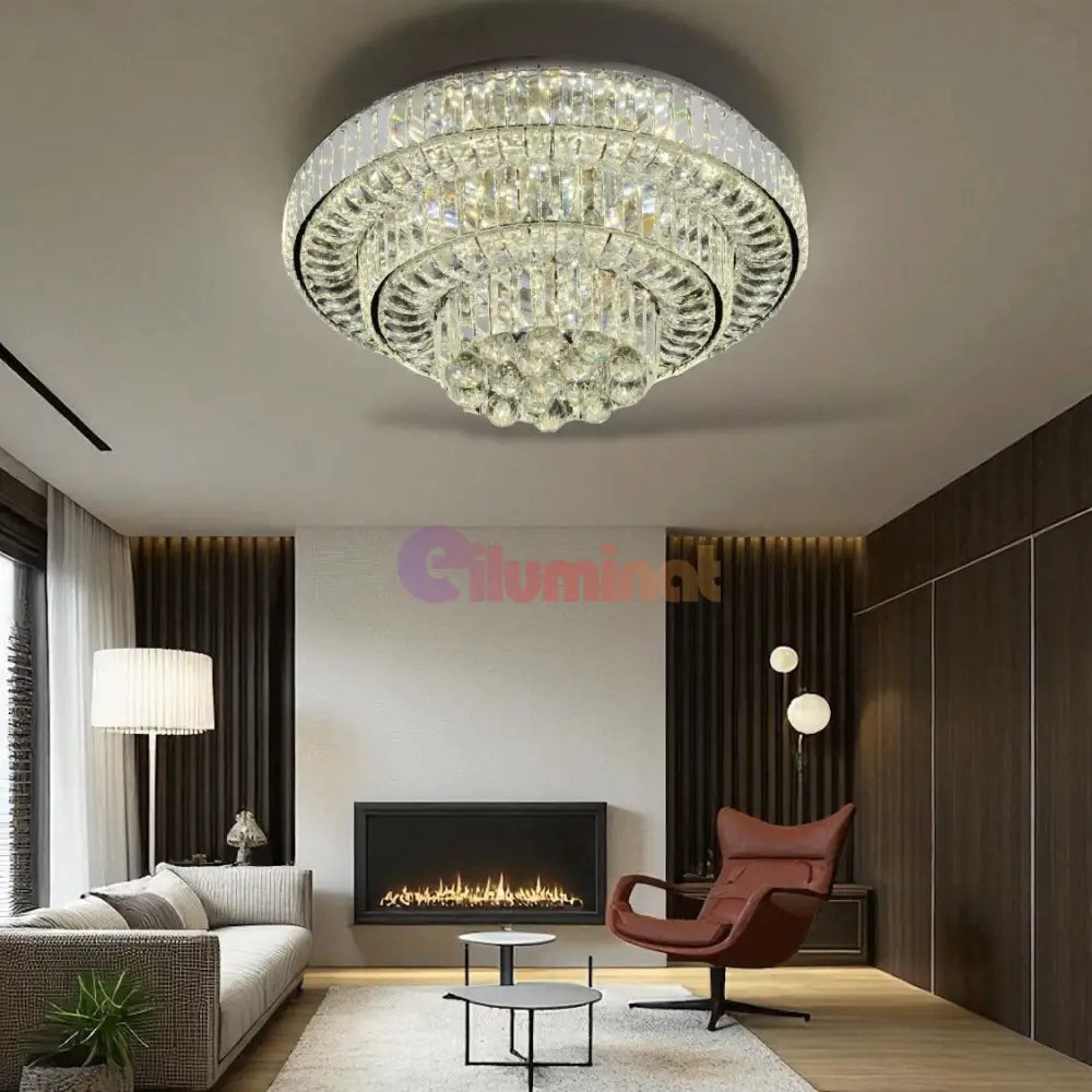 Lustra LED Klyra CRISTAL Echivalent 500W Telecomanda CHROME / 50CM / CRISTAL Lighting Fixtures