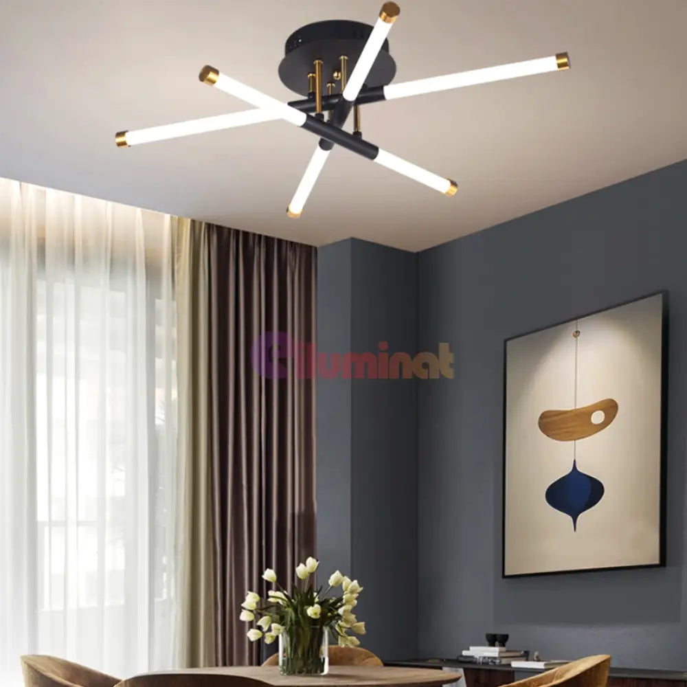 Lustra Led Linnes Style Black + Gold Echivalent 250W Telecomanda Led Ceiling Light