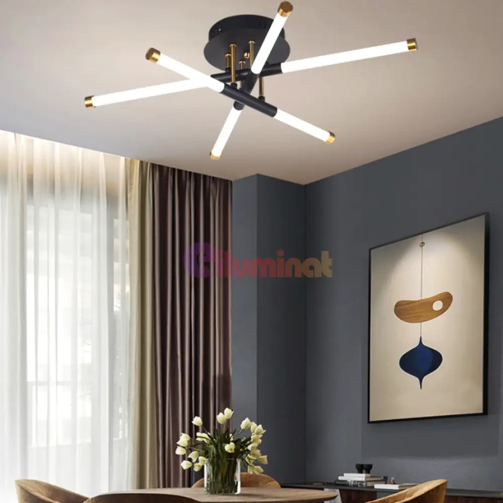 Lustra Led Linnes Style Black + Gold Echivalent 250W Telecomanda Led Ceiling Light