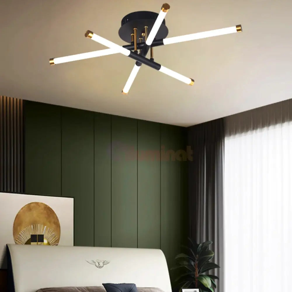 Lustra Led Linnes Style Black + Gold Echivalent 250W Telecomanda Led Ceiling Light