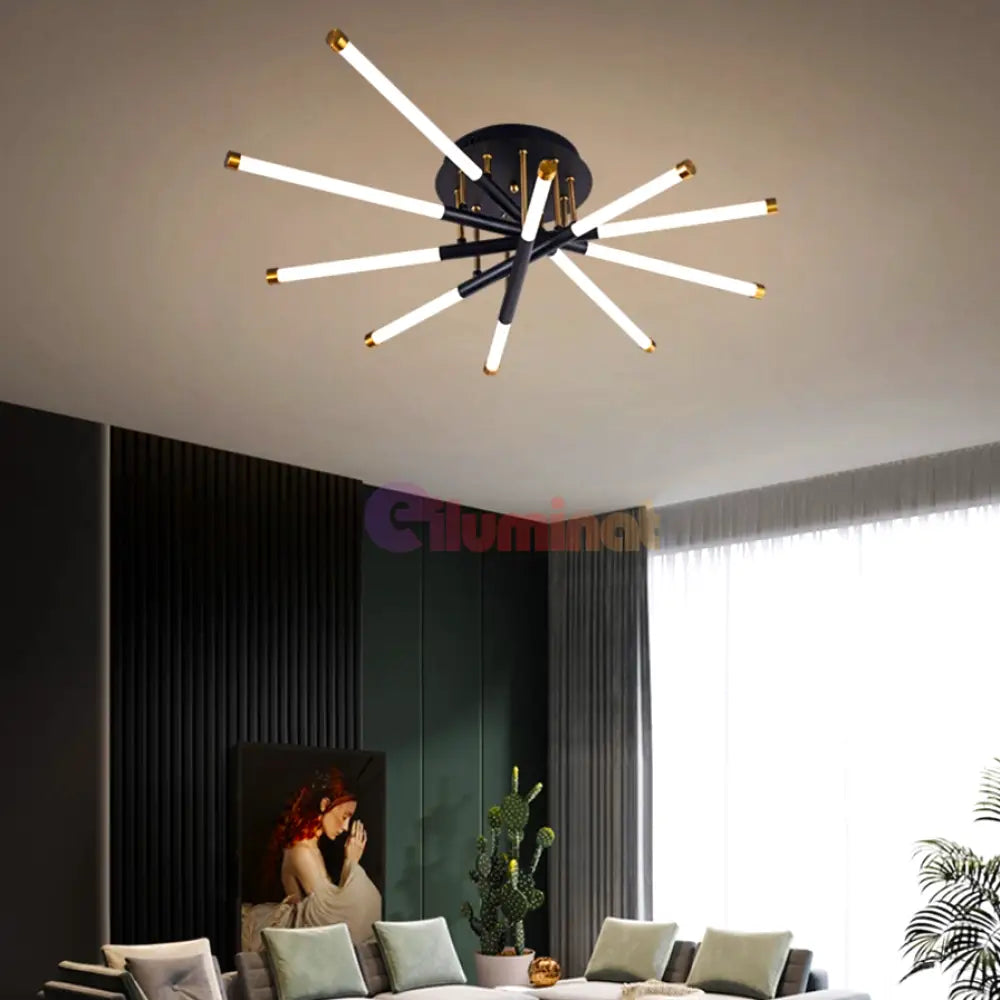 Lustra Led Linnes Style Black + Gold Echivalent 400W Telecomanda Led Ceiling Light