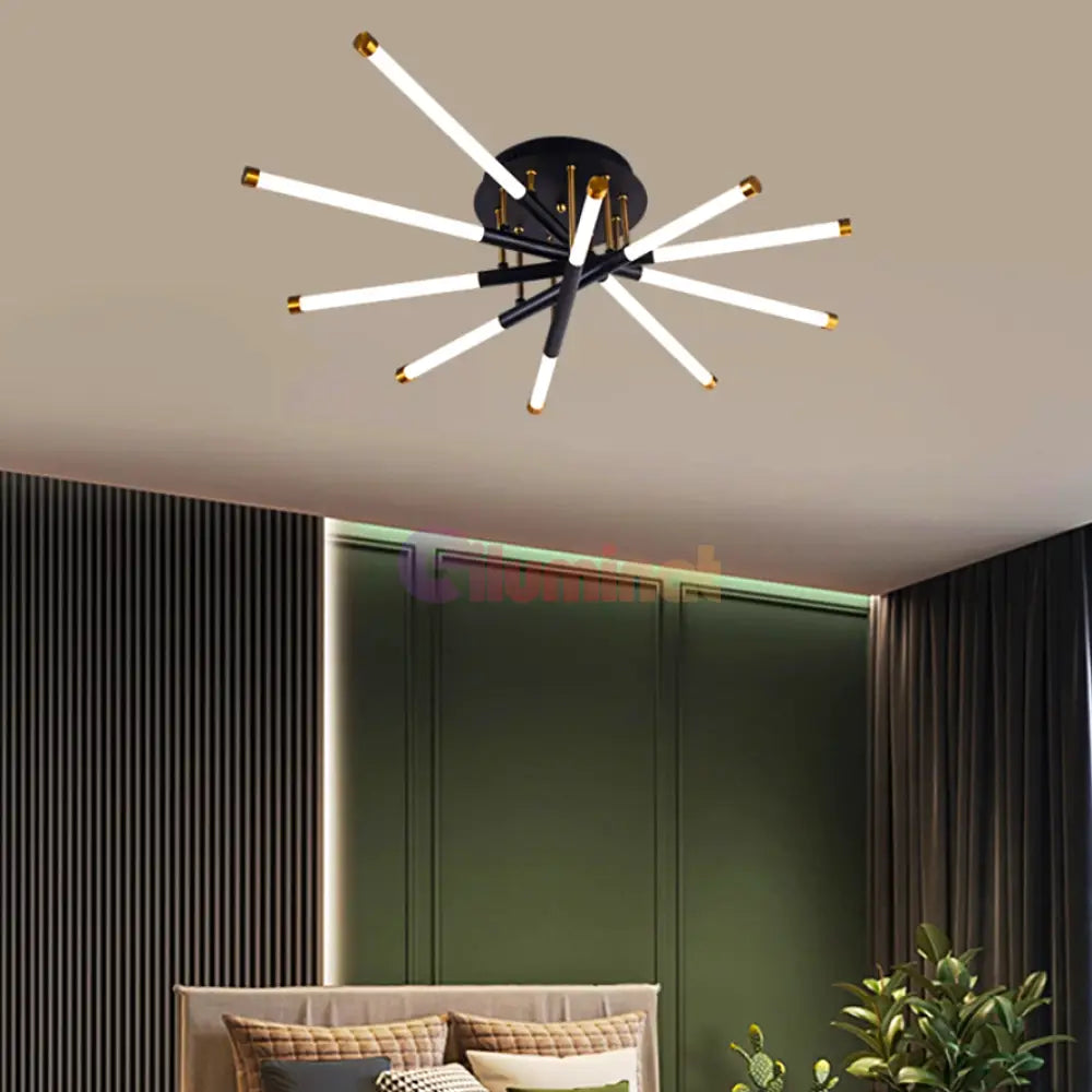 Lustra Led Linnes Style Black + Gold Echivalent 400W Telecomanda Led Ceiling Light