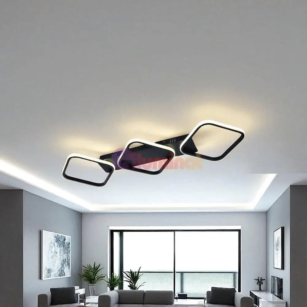 Lustra LED Lumara Black Echivalent 300W Telecomanda NEAGRA / SQUARE DESIGN / 83CM Lighting Fixtures