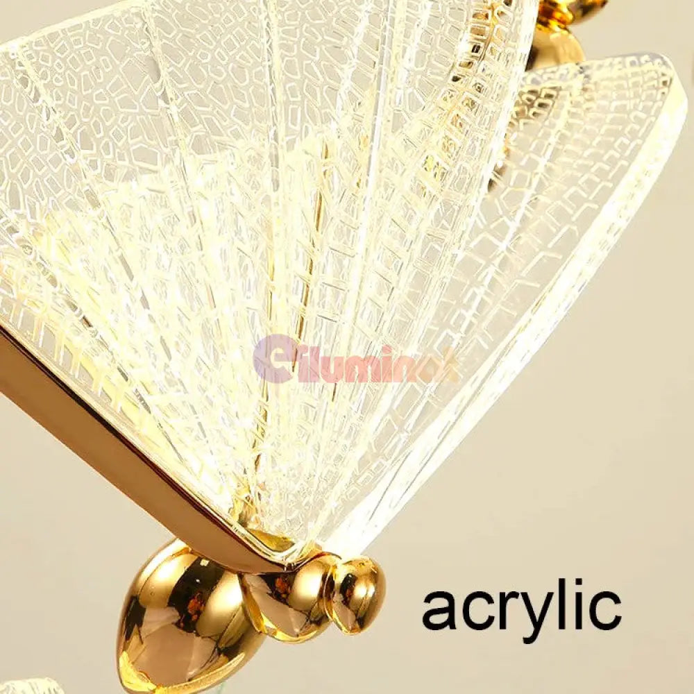 Lustra Led Luxury 2 Golden Butterflies Lighting Fixtures