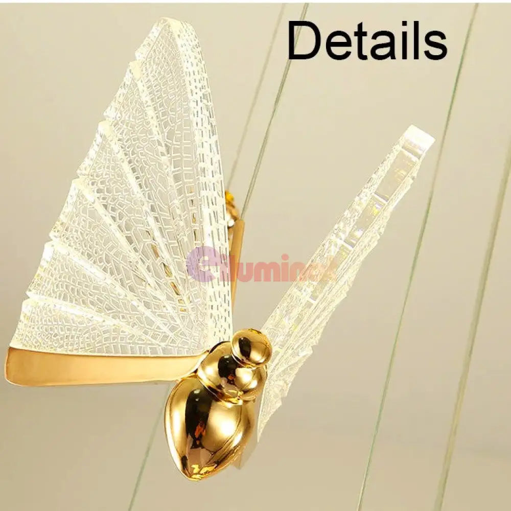 Lustra Led Luxury 5 Golden Butterflies Lighting Fixtures