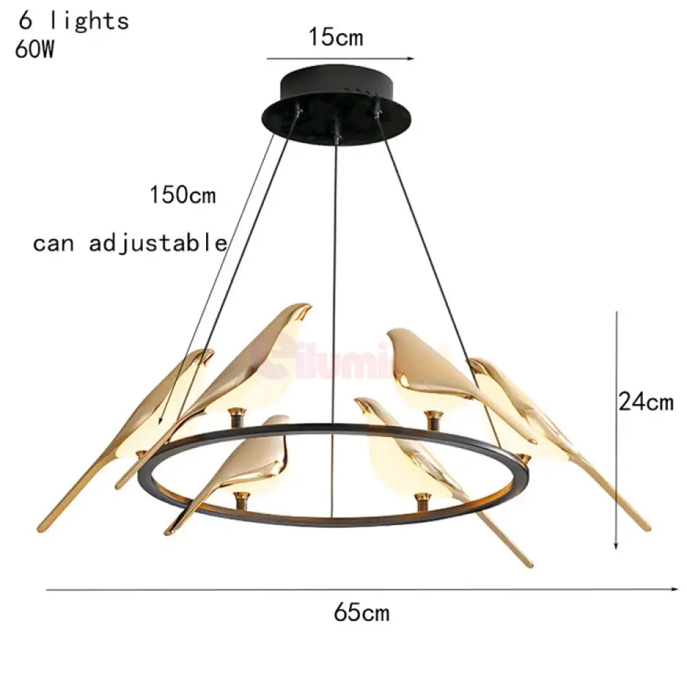 Lustra Led Luxury 6 Golden Swallow Lighting Fixtures