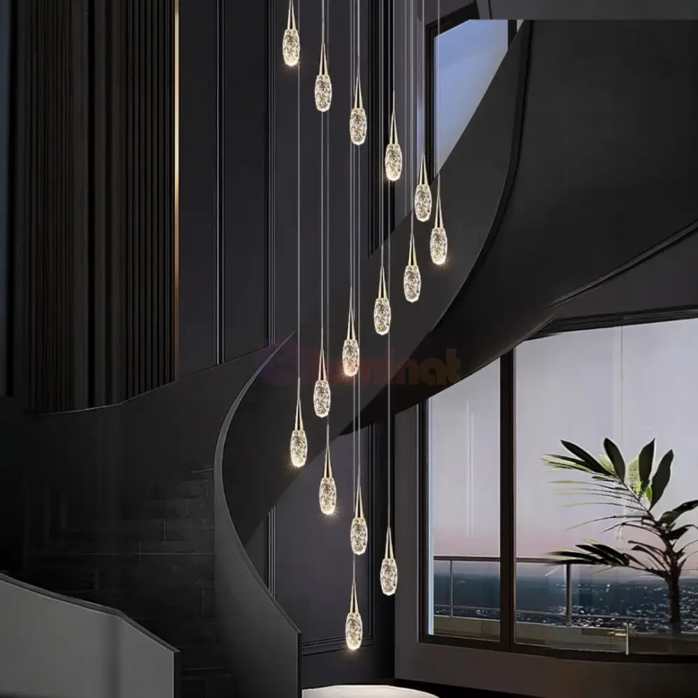 Lustra LED Cristal Golden Drops Lighting Fixtures