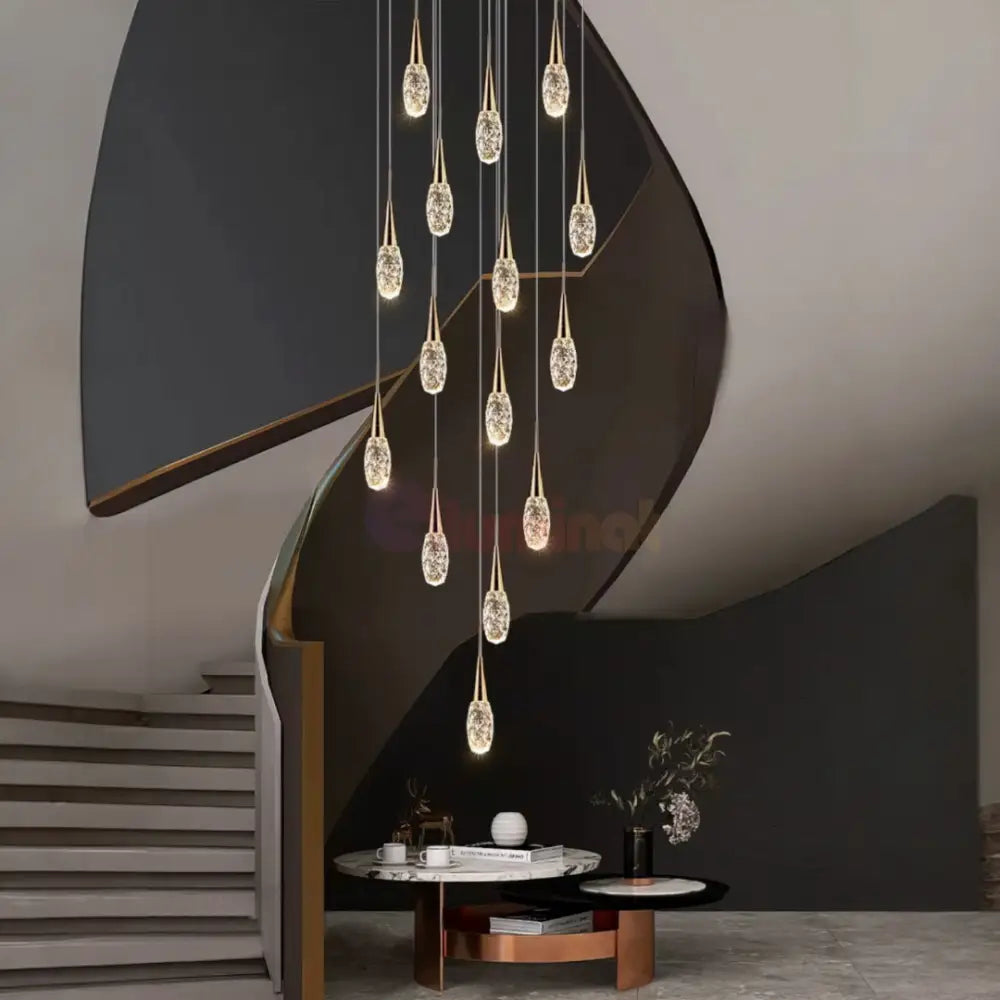 Lustra LED Cristal Golden Drops Lighting Fixtures