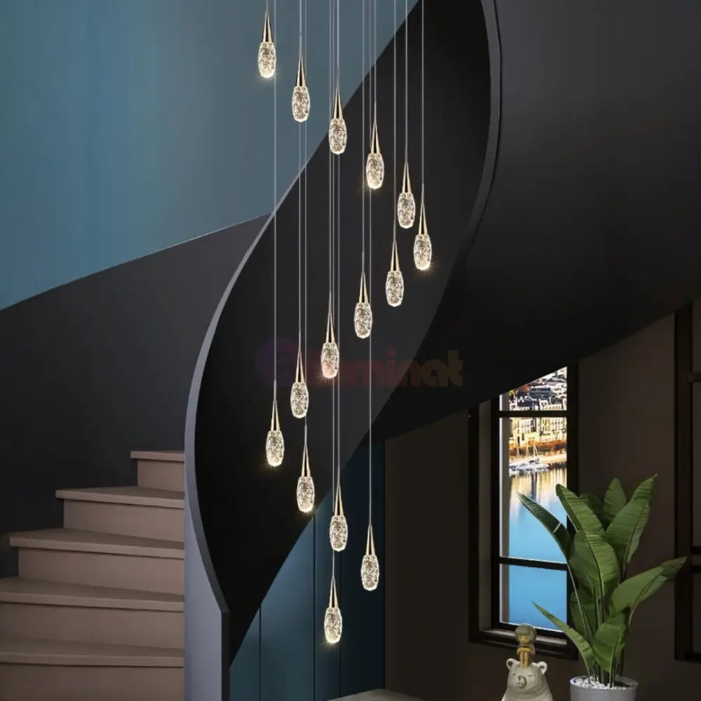 Lustra LED Cristal Golden Drops Lighting Fixtures