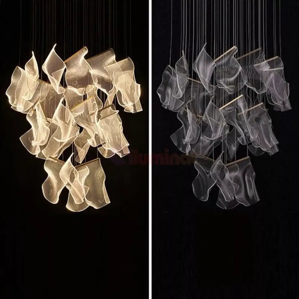 Lustra Led Luxury Paper Quill Gold Echivalent 500W Chandeliers Crystal