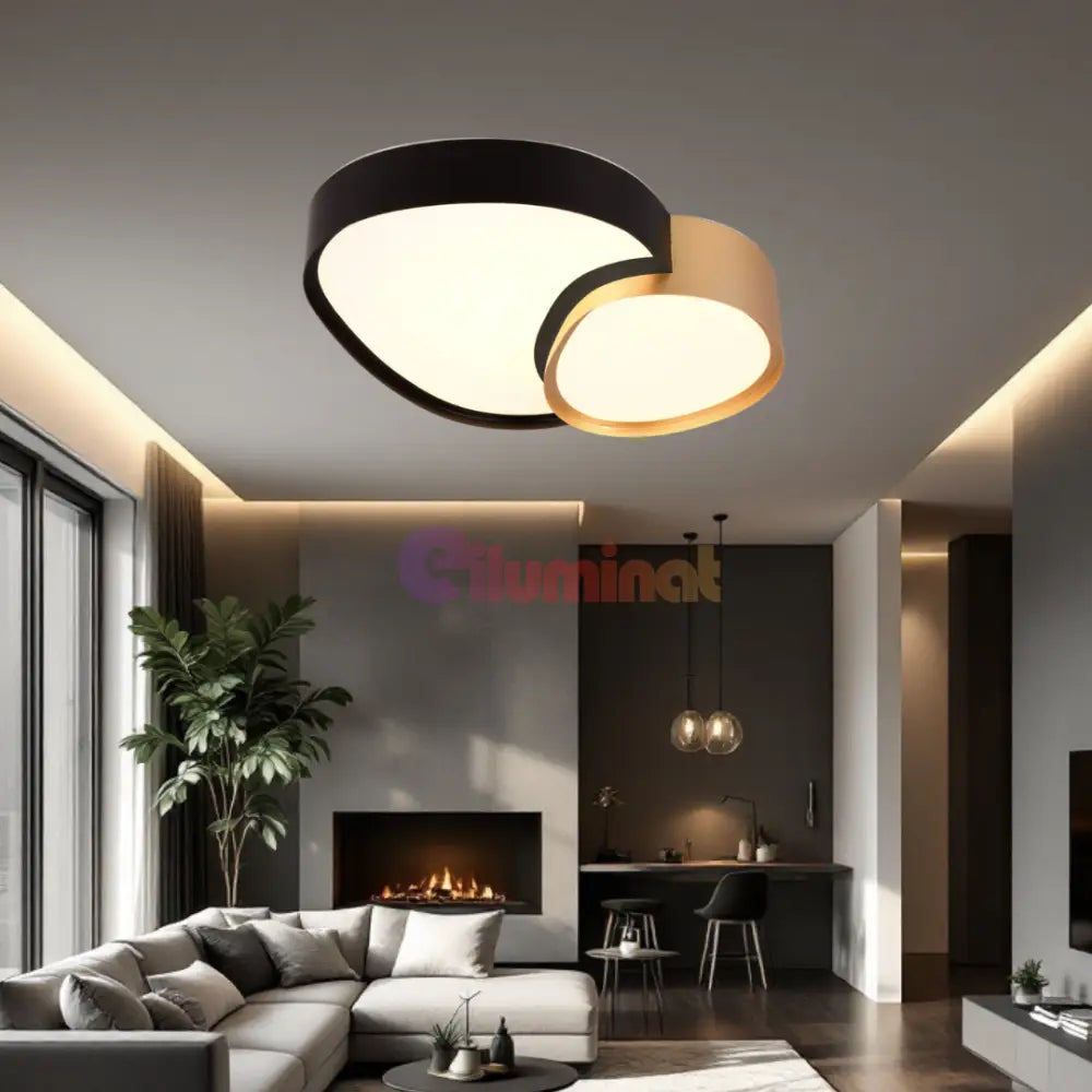 Lustra LED Aplicata Gold + Black 21W MINIMALIST DESIGN / NEGRU + AURIU led ceiling light