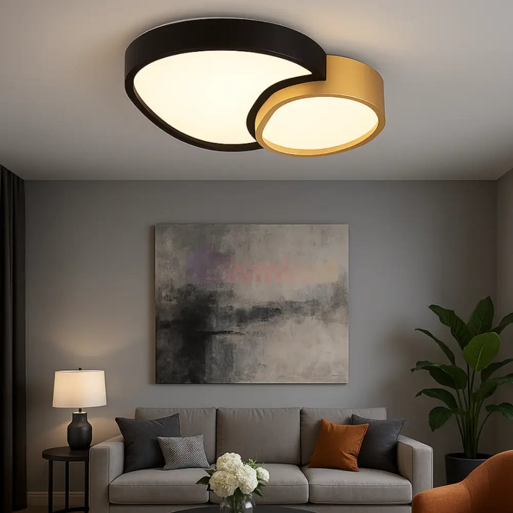 Lustra LED Aplicata Gold + Black 21W MINIMALIST DESIGN / NEGRU + AURIU led ceiling light