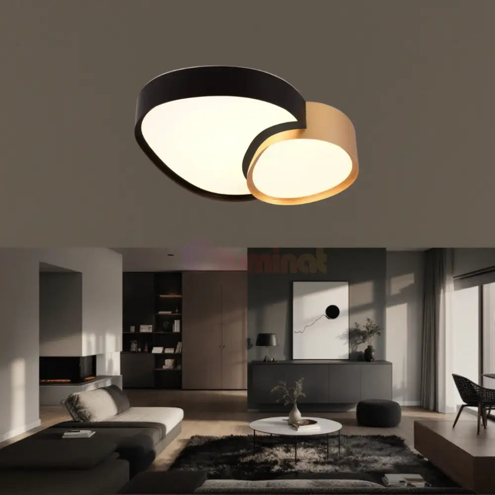 Lustra LED Aplicata Gold + Black 21W MINIMALIST DESIGN / NEGRU + AURIU led ceiling light