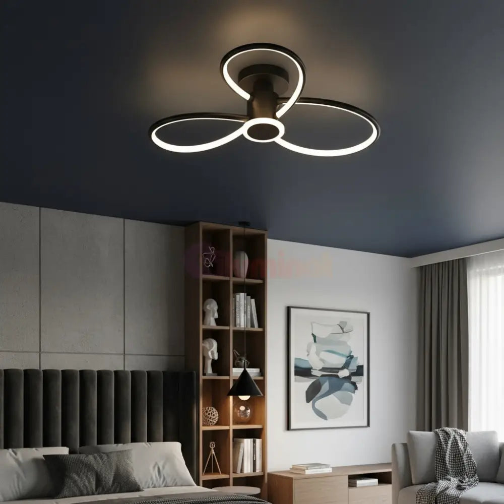 Lustra LED Lymon Neagra Echivalent 480W Telecomanda NEAGRA Lighting Fixtures