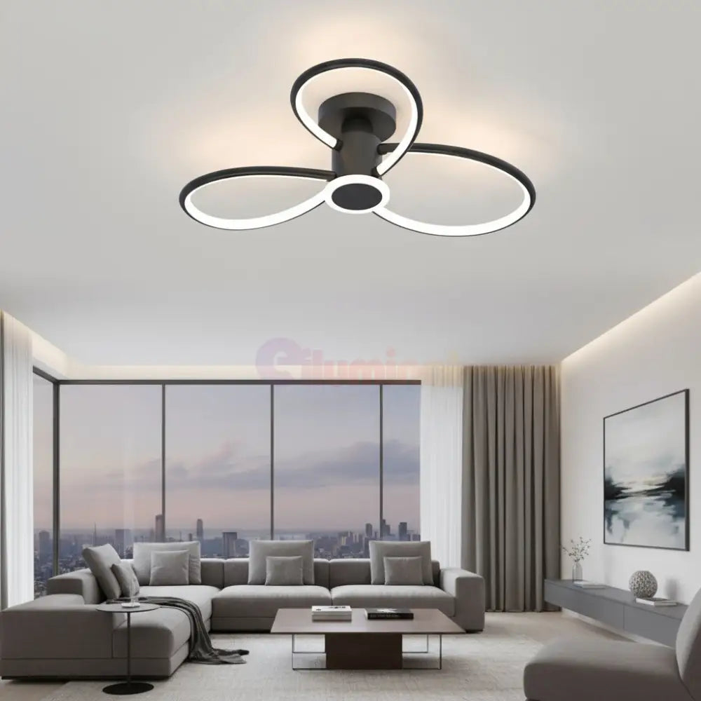 Lustra LED Lymon Neagra Echivalent 480W Telecomanda NEAGRA Lighting Fixtures