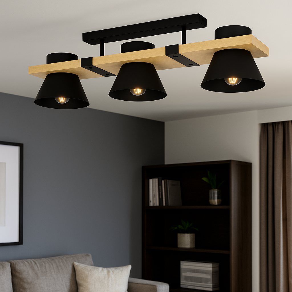 Lustra RETRO 3XE27 MACCLES 43955 NEAGRA / VINTAGE SI RETRO DESIGN Lighting