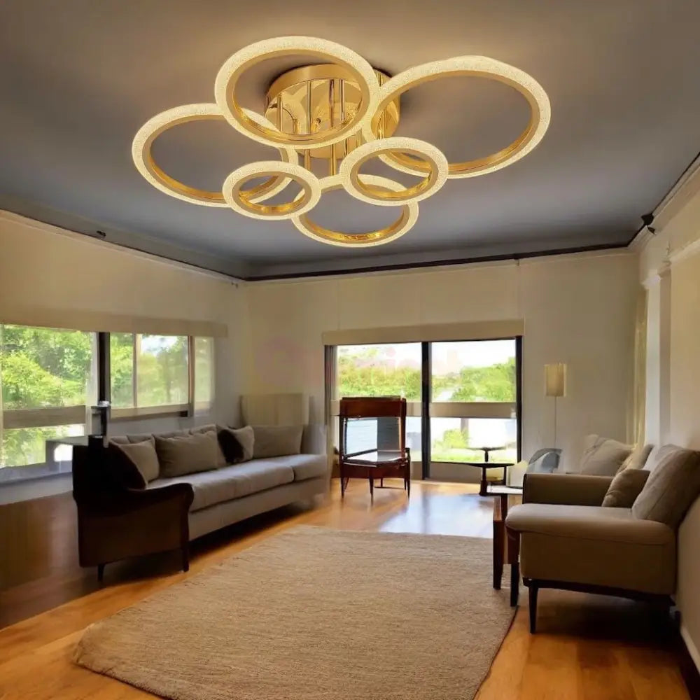 Lustra LED Maxi Brevia Gold 4 + 2 Circle Echivalent 800W AURIE / CIRCLE DESIGN Lighting Fixtures