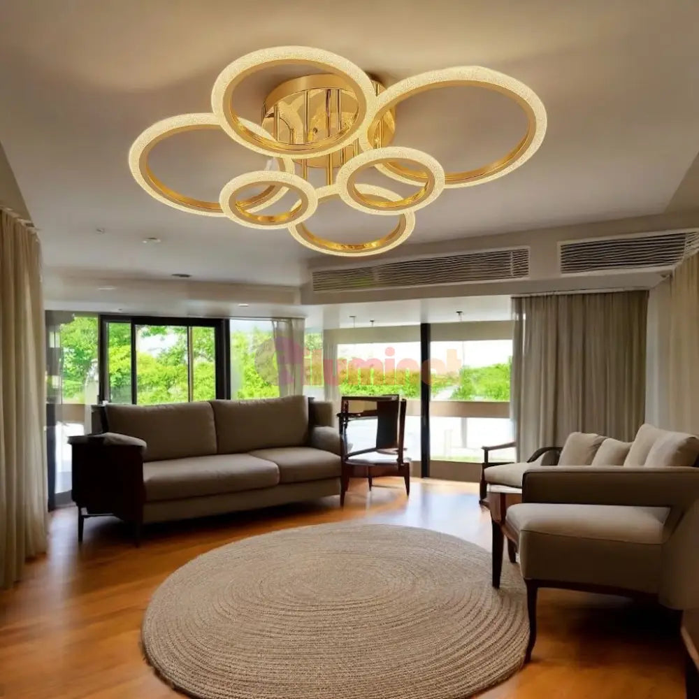 Lustra LED Maxi Brevia Gold 4 + 2 Circle Echivalent 800W AURIE / CIRCLE DESIGN Lighting Fixtures