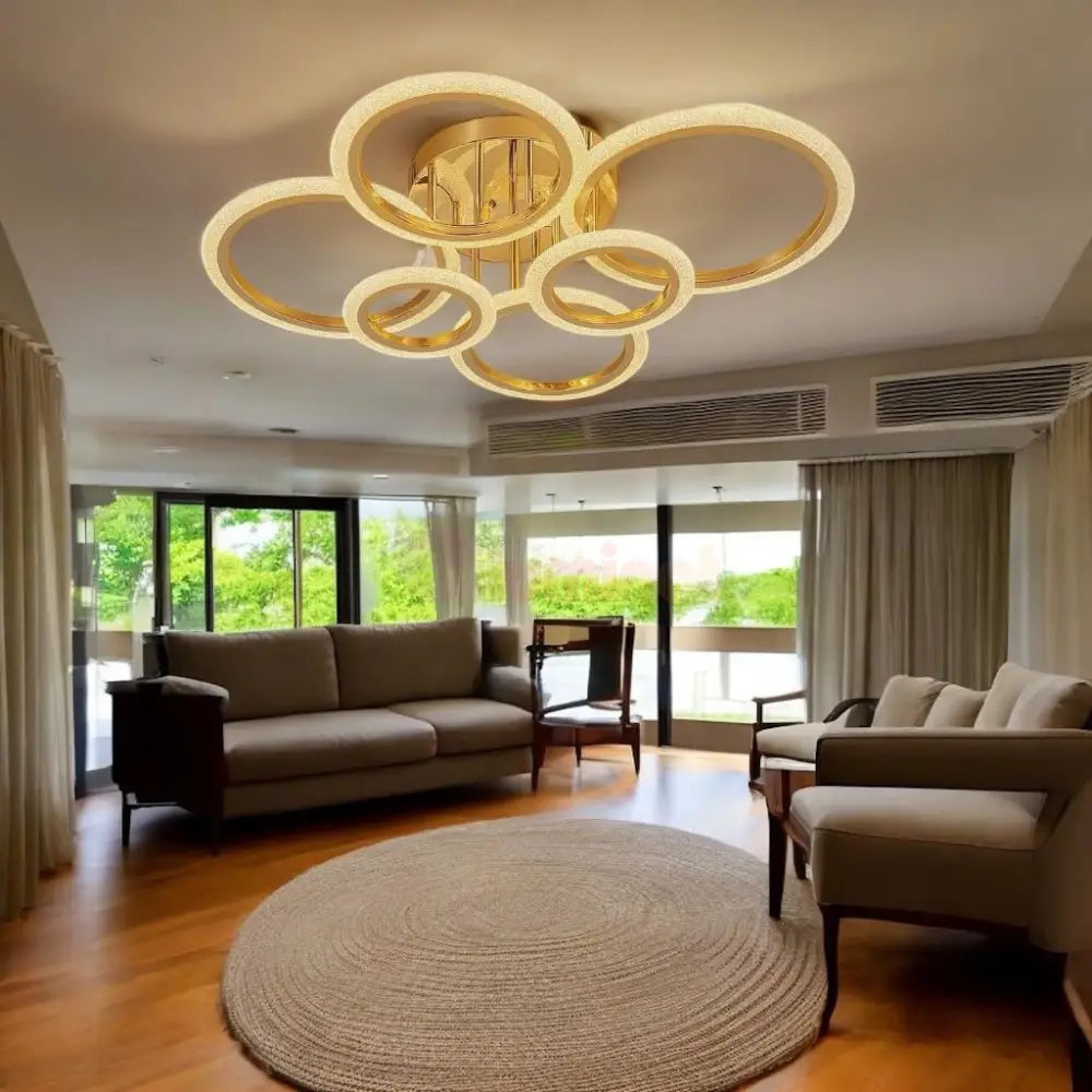 Lustra LED Maxi Brevia Gold 4 + 2 Circle Echivalent 800W AURIE / CIRCLE DESIGN Lighting Fixtures