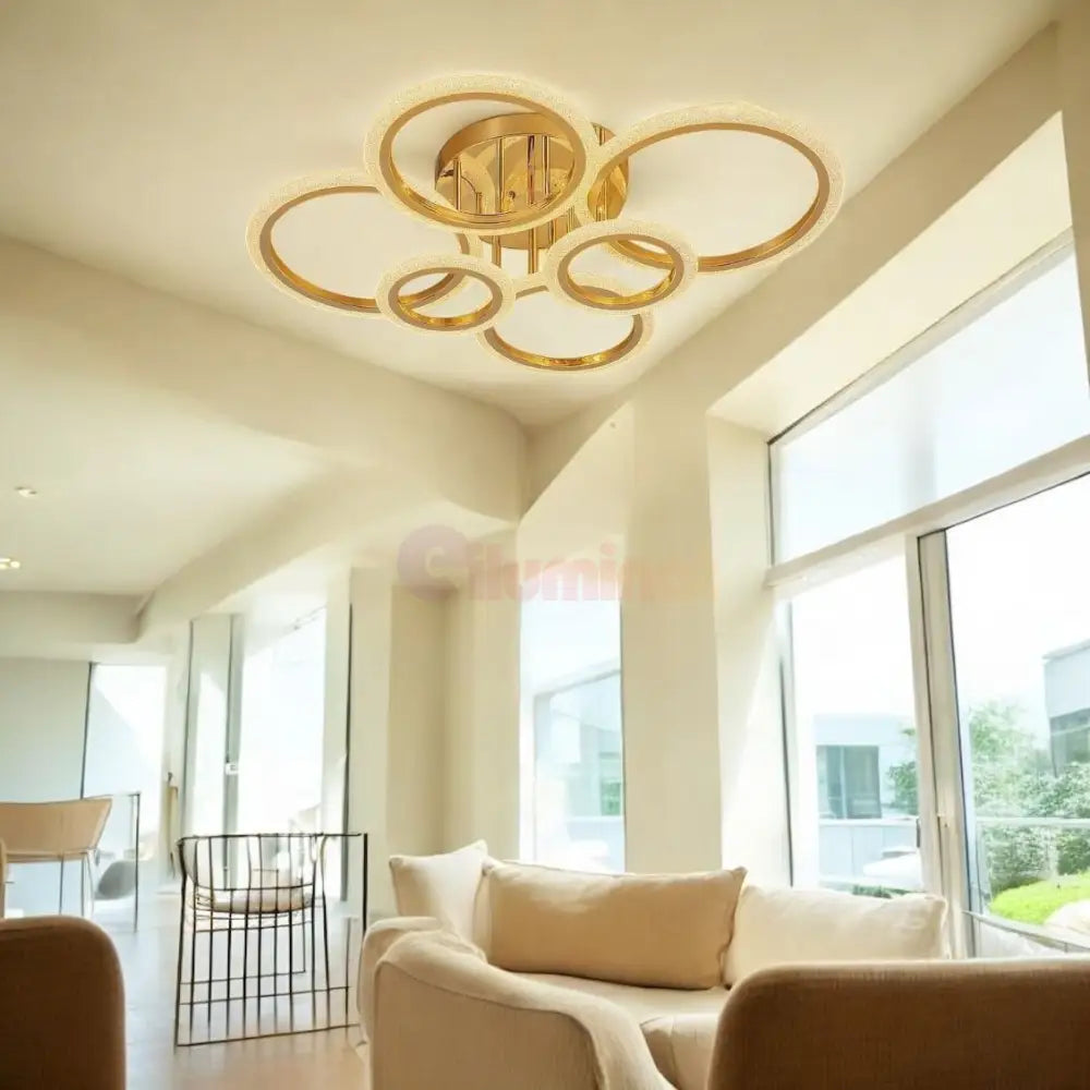 Lustra LED Maxi Brevia Gold 4 + 2 Circle Echivalent 800W AURIE / CIRCLE DESIGN Lighting Fixtures