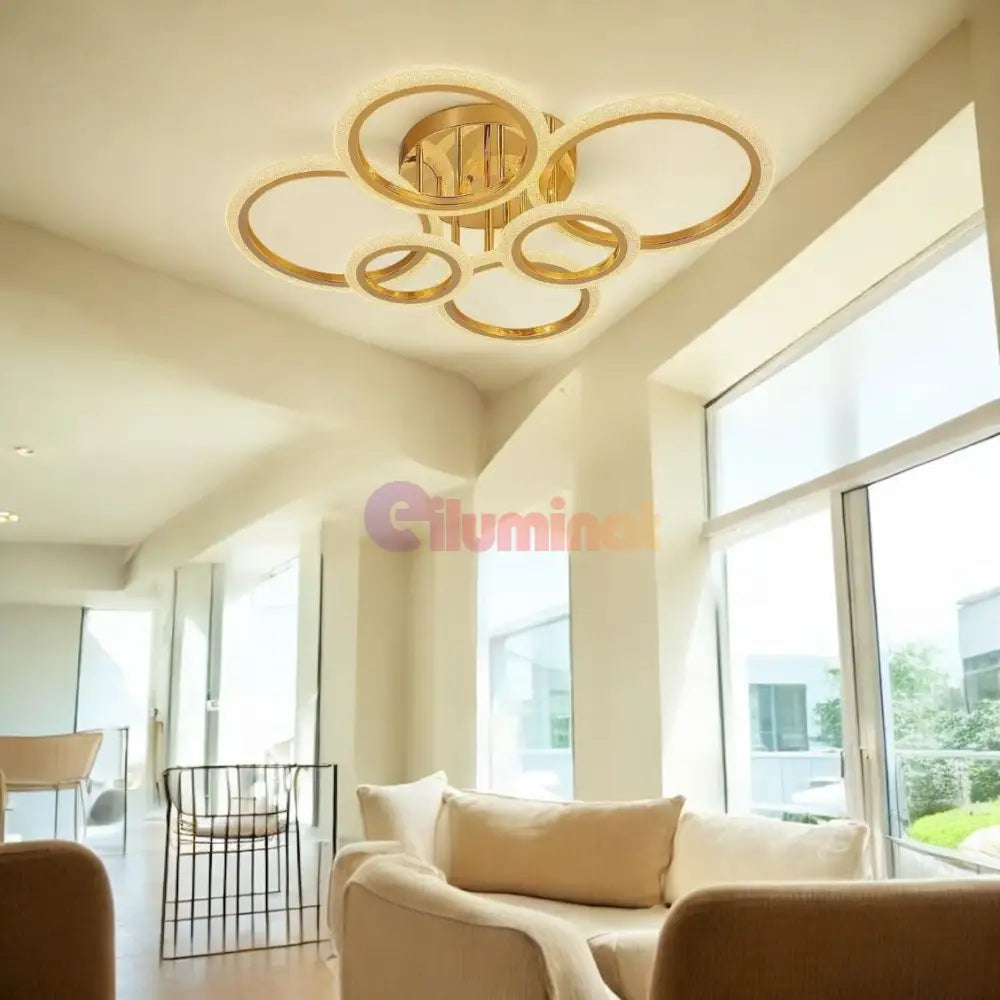 Lustra LED Maxi Brevia Gold 4 + 2 Circle Echivalent 800W AURIE / CIRCLE DESIGN Lighting Fixtures