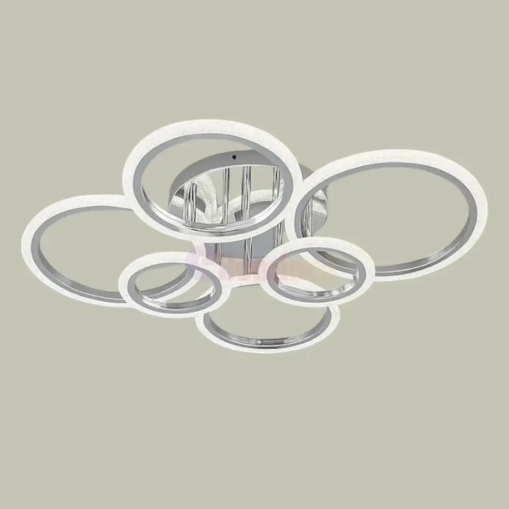 Lustra LED Maxi Brevia Silver 4 + 2 Circle Echivalent 800W ARGINTIE / CIRCLE DESIGN Lighting Fixtures