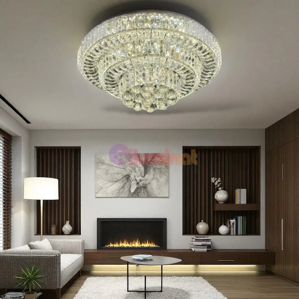 Lustra LED Maxi Klyra CRISTAL Echivalent 600W Telecomanda CHROME / 60CM / CRISTAL Lighting Fixtures