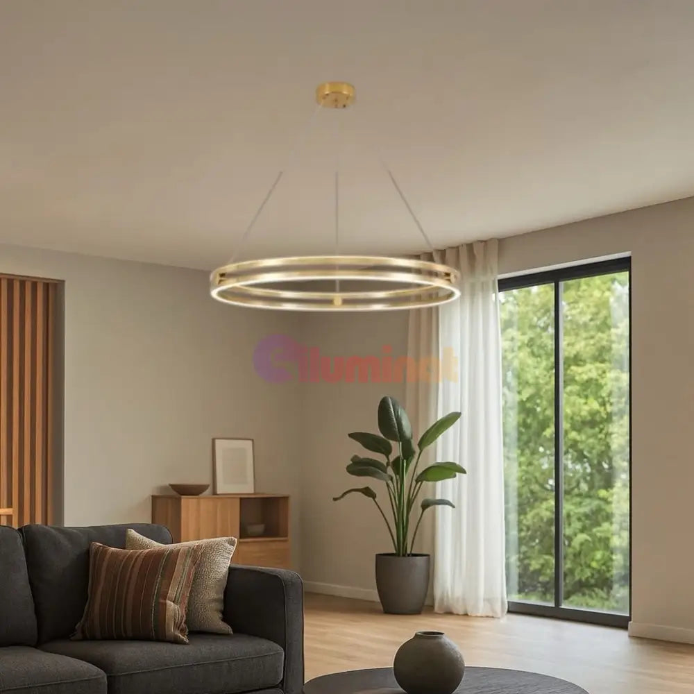 Lustra LED Maxi Ring Gold Suspendata Echivalent 800W Telecomanda AURIE / SUSPENDATE / 60CM Lighting Fixtures