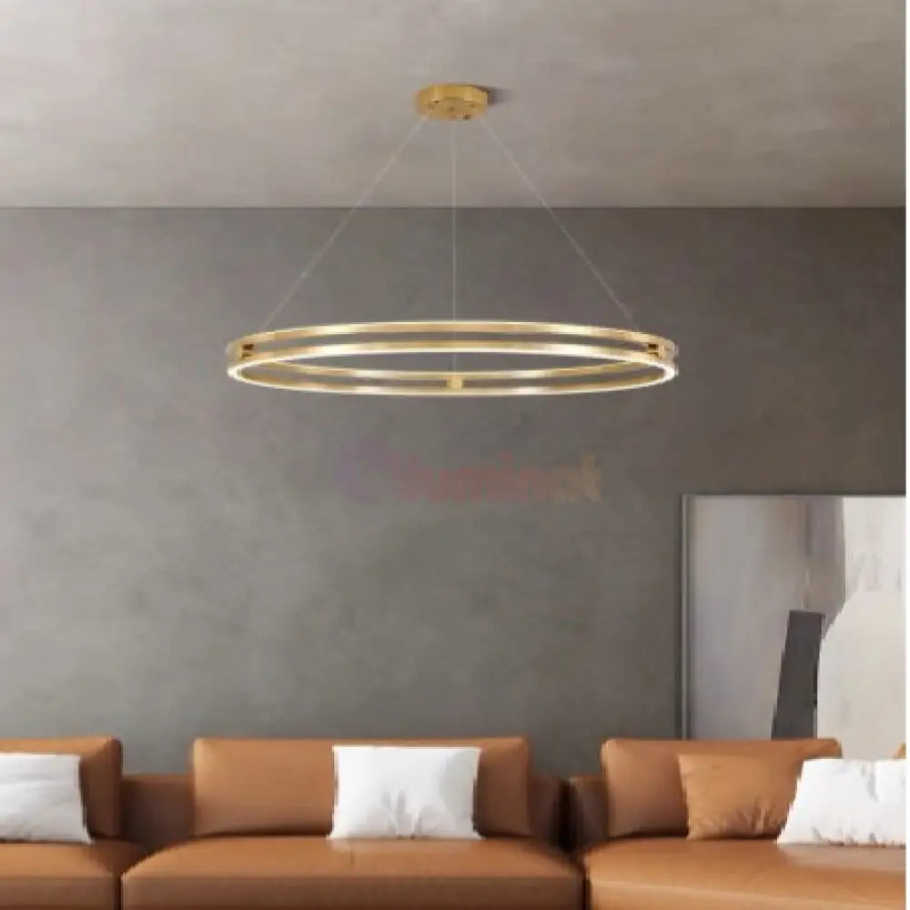 Lustra LED Maxi Ring Gold Suspendata Echivalent 800W Telecomanda AURIE / SUSPENDATE / 60CM Lighting Fixtures
