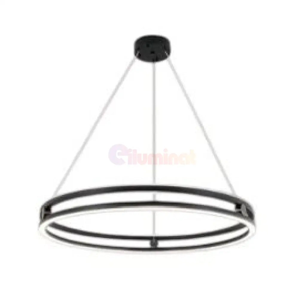Lustra LED Maxi Ring Neagra Suspendata Echivalent 800W Telecomanda NEAGRA / SUSPENDATE / 60CM Lighting Fixtures