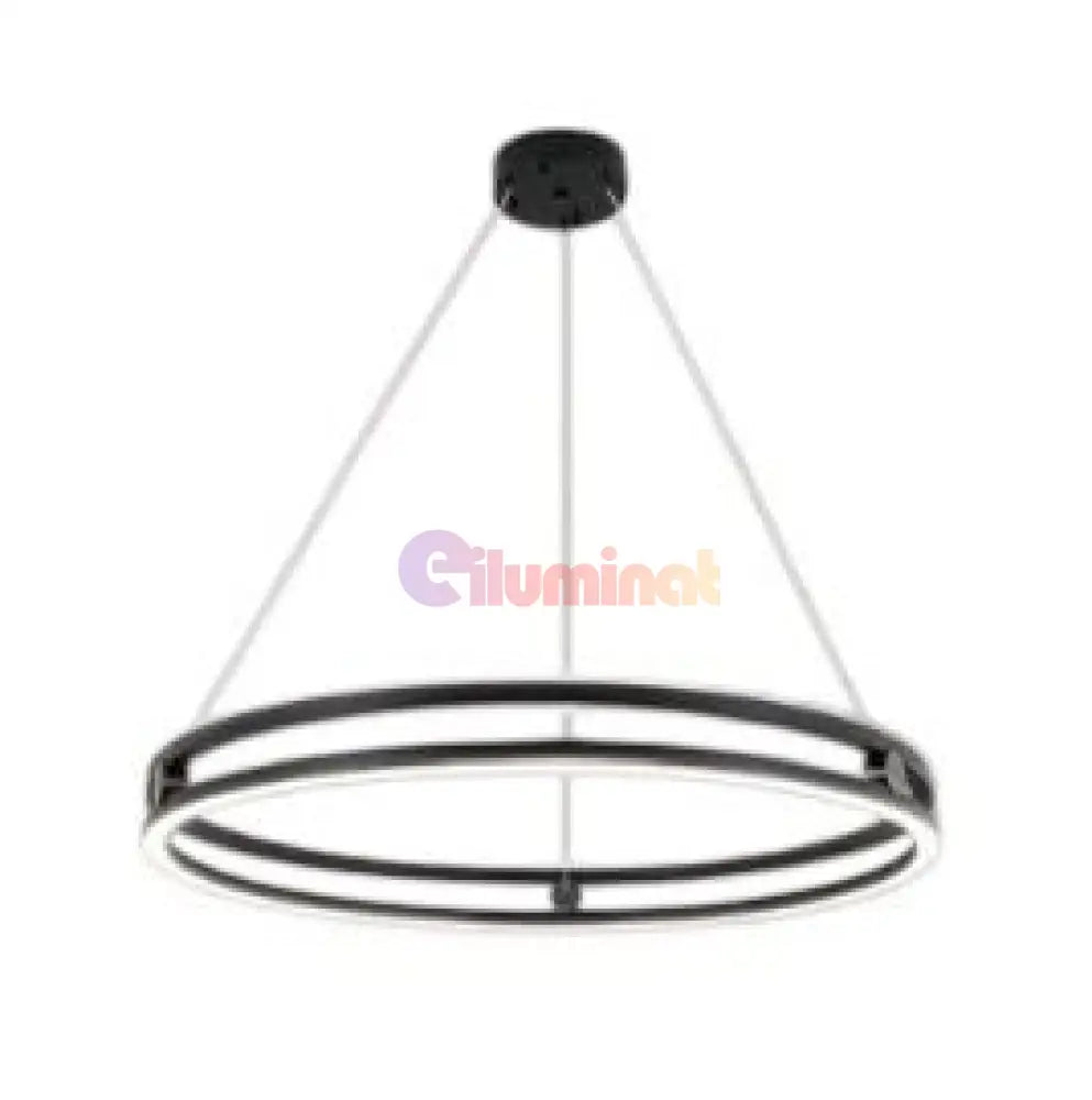 Lustra LED Maxi Ring Neagra Suspendata Echivalent 800W Telecomanda NEAGRA / SUSPENDATE / 60CM Lighting Fixtures
