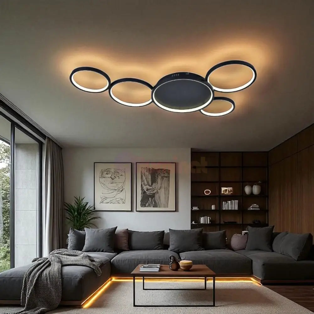 Lustra LED Minara Black Echivalent 600W Telecomanda NEAGRA / MINIMALIST DESIGN / 94CM Lighting Fixtures