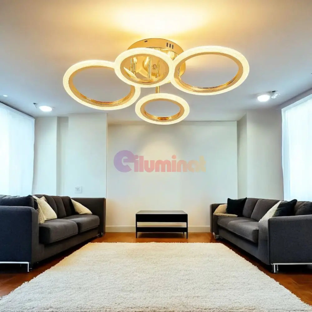 Lustra LED Mini Brevia Gold 2 + 2 Circle Echivalent 400W Telecomanda AURIE / CIRCLE DESIGN Lighting Fixtures