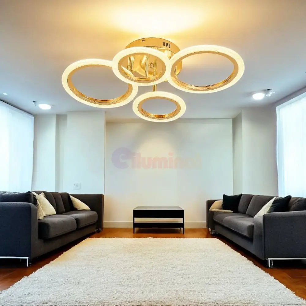 Lustra LED Mini Brevia Gold 2 + 2 Circle Echivalent 400W Telecomanda AURIE / CIRCLE DESIGN Lighting Fixtures