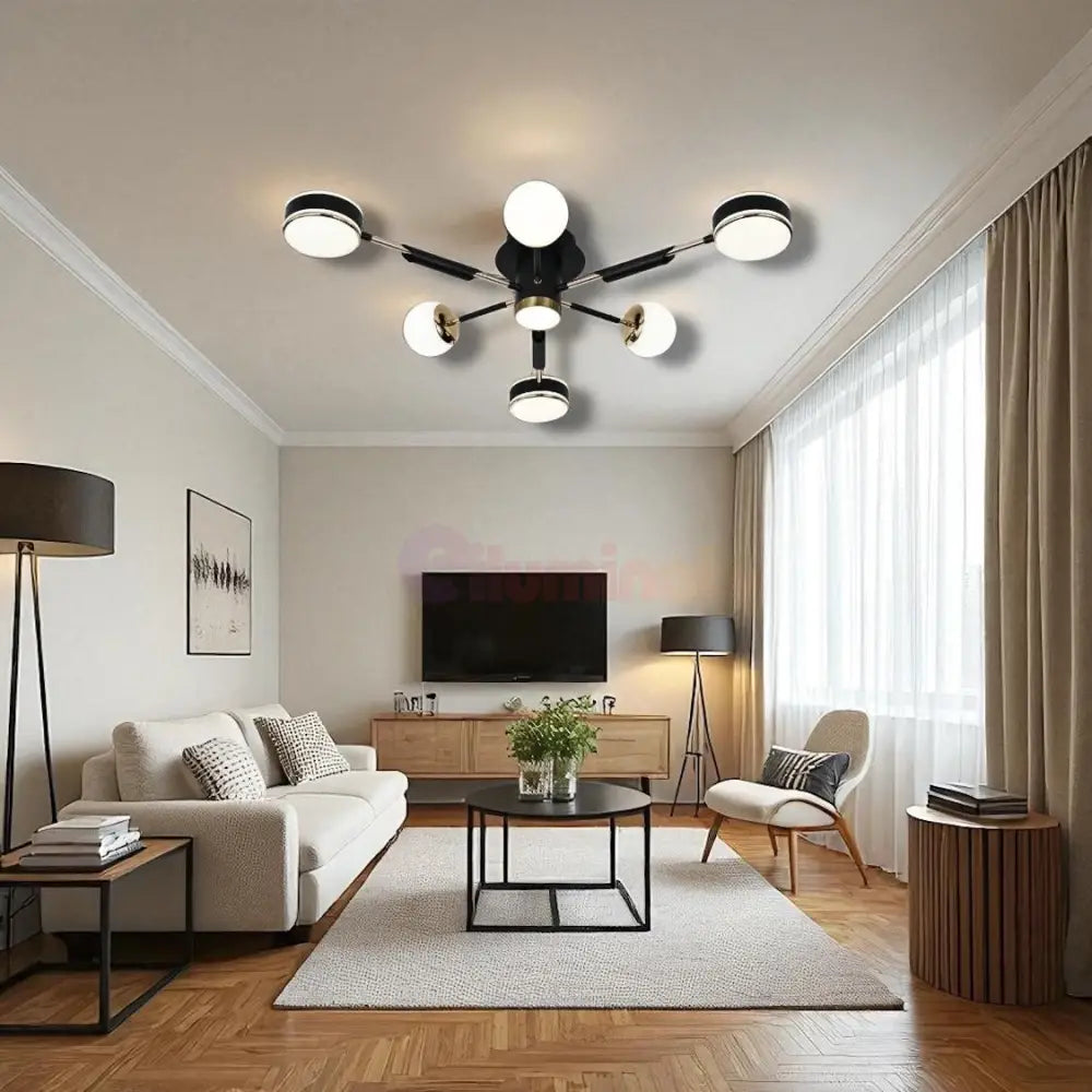 Lustra LED Mini Fenora Black Echivalent 300W Telecomanda NEAGRA / MINIMALIST DESIGN / 83CM Lighting Fixtures