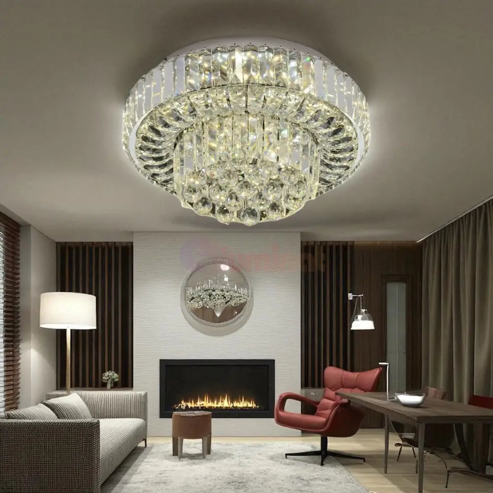 Lustra LED Mini Klyra CRISTAL Echivalent 400W Telecomanda CHROME / 40CM / CRISTAL Lighting Fixtures