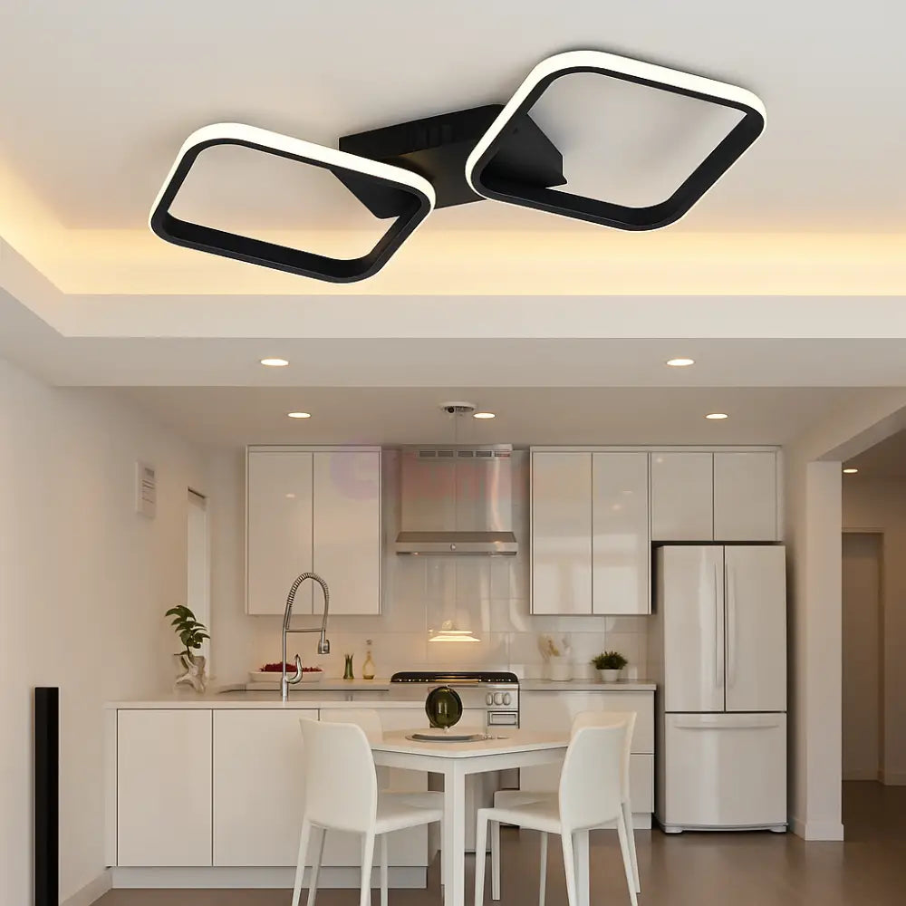 Lustra LED 1 + 1 Square Design Black Telecomanda 77206/2 NEAGRA / SQUARE DESIGN Lighting Fixtures