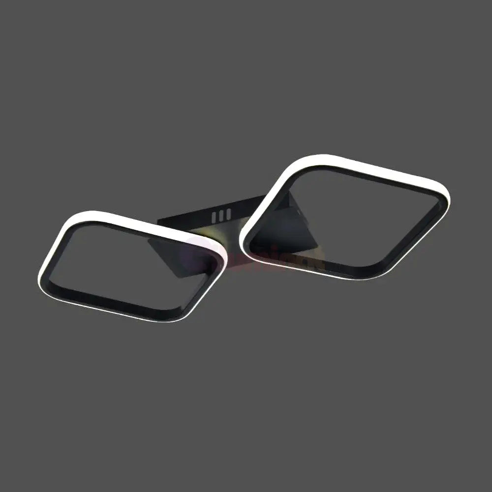 Lustra LED Mini Lumara Black Echivalent 200W Telecomanda NEAGRA / SQUARE DESIGN / 55CM Lighting Fixtures