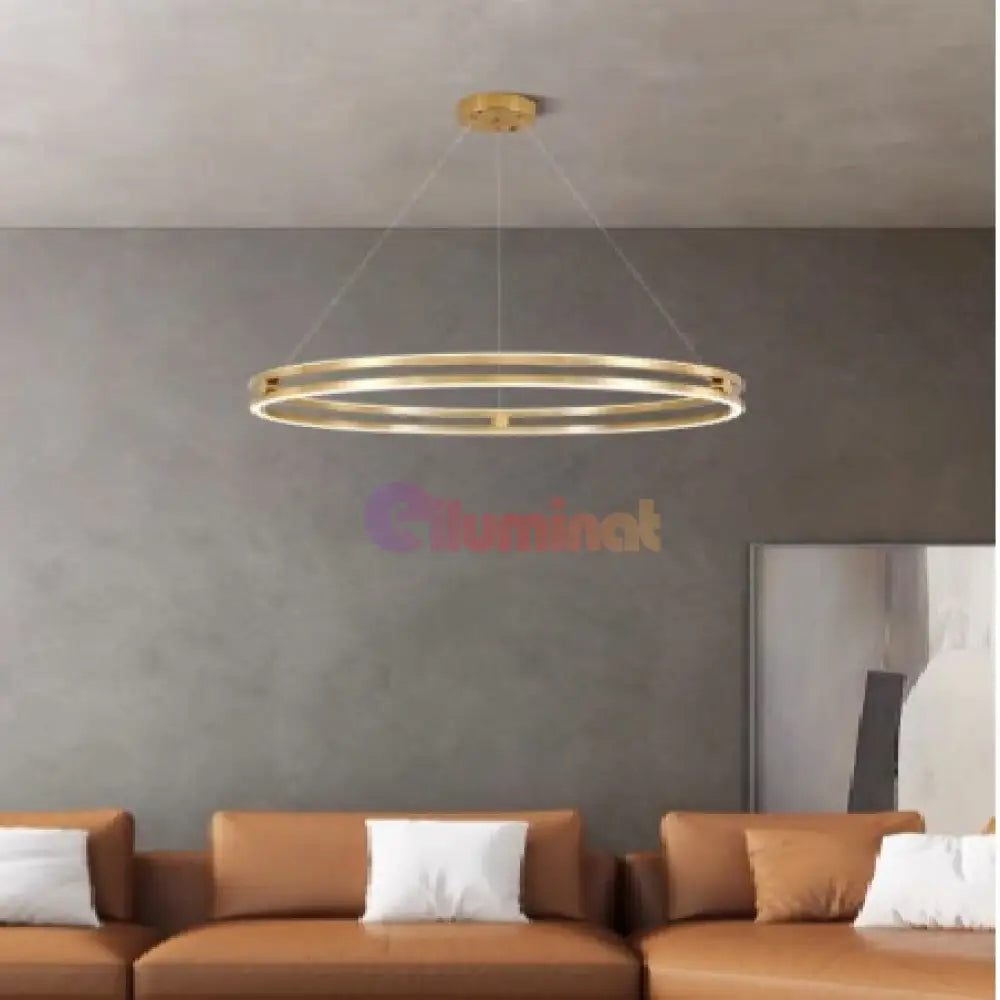 Lustra LED Mini Ring Gold Suspendata Echivalent 400W Telecomanda AURIE / SUSPENDATE / 40CM Lighting Fixtures