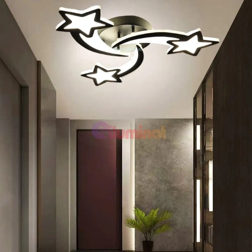 Lustra Led 120W Mini Star Design Black Echivalent 400W Telecomanda Lighting Fixtures