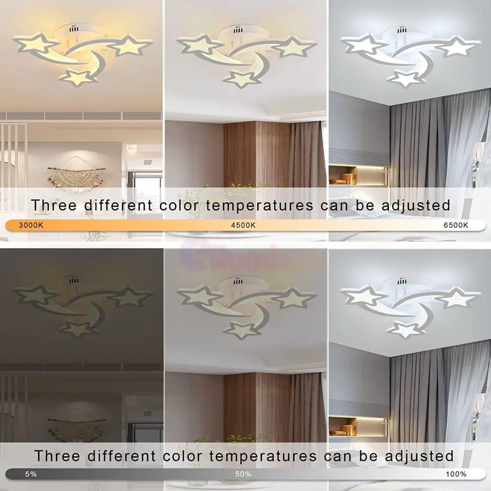 Lustra Led 80W Mini Star Design Echivalent 300W Telecomanda Lighting Fixtures