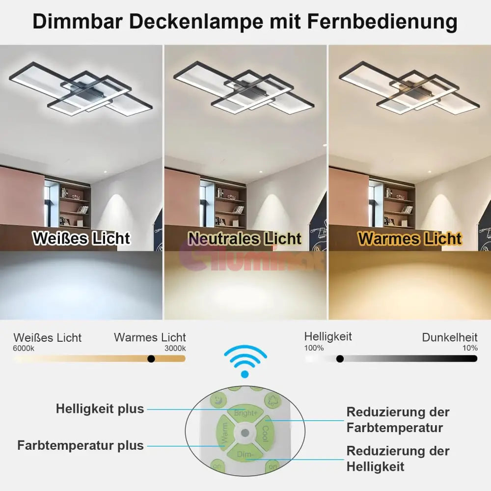 Lustra LED Modern Black Rectangle Echivalent 800W Telecomanda NEAGRA / 100CM / MINIMALIST DESIGN Lighting Fixtures