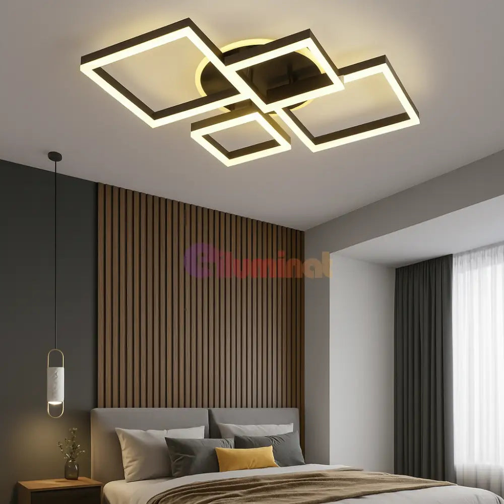 Lustra LED 2 + 2 SQUARE BLACK Telecomanda 240W 5190-2 + 2 BK SQUARE DESIGN / NEAGRA Lighting Fixtures