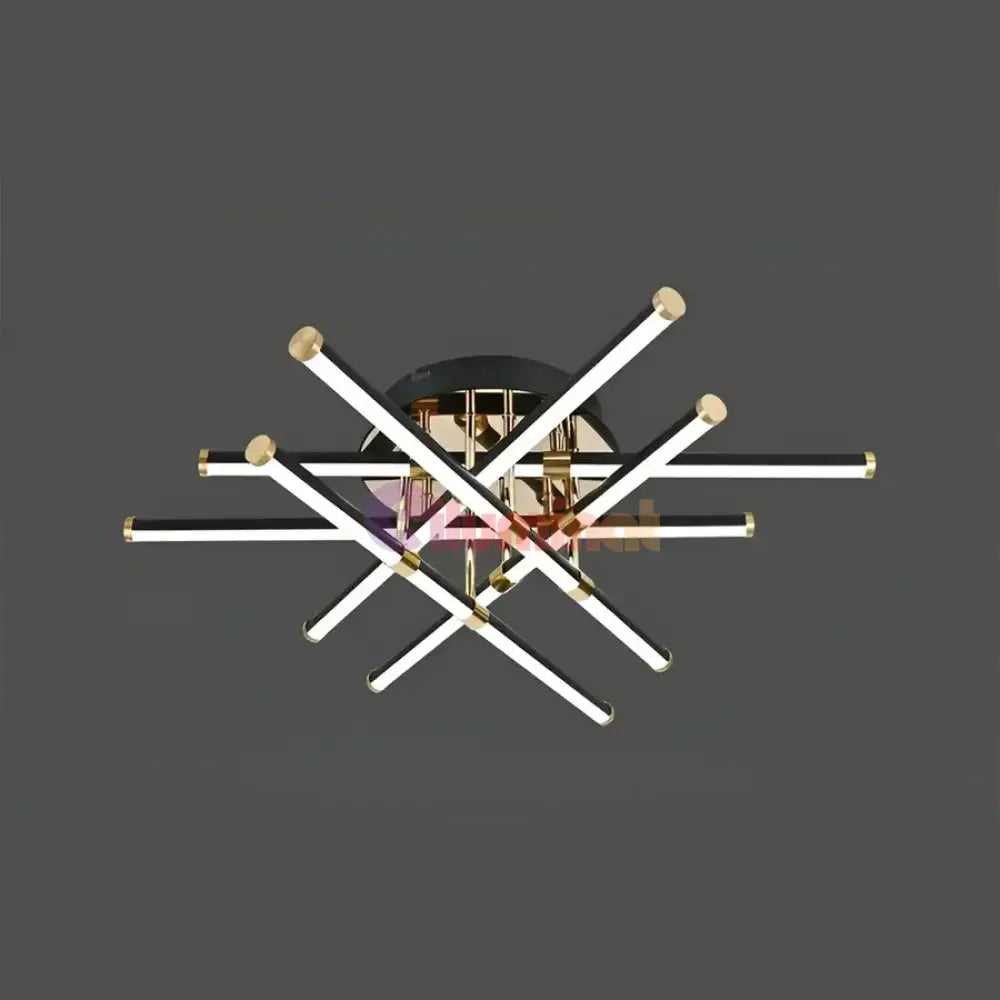 Lustra LED 6 LINES Design Round 9802/6 Negru si Auriu / 70CM / MINIMALIST DESIGN Lighting Fixtures